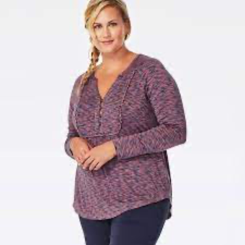 Matilda Jane Planetarium Top Purple Spaced Dyed Henley Long Sleeve Tee Shirt - Picture 10 of 10